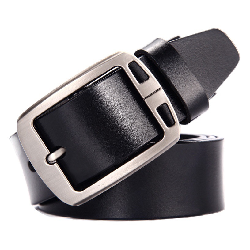 Popular manufacturers wholesale men's pin buckle two-layer cowhide leather belt retro versatile business wide belt men's pants belt