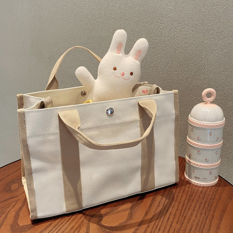 Picture of Korean ins tote mummy bag portable crossbody baby bag multi-functional handbag canvas bag
