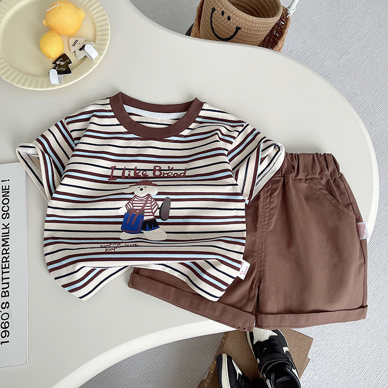 Picture of 2025 New Style Western Style Boy's POLO Shirt Children's Baby's Denim Two-piece Children's Wear Boy's Summer Short-sleeved suit