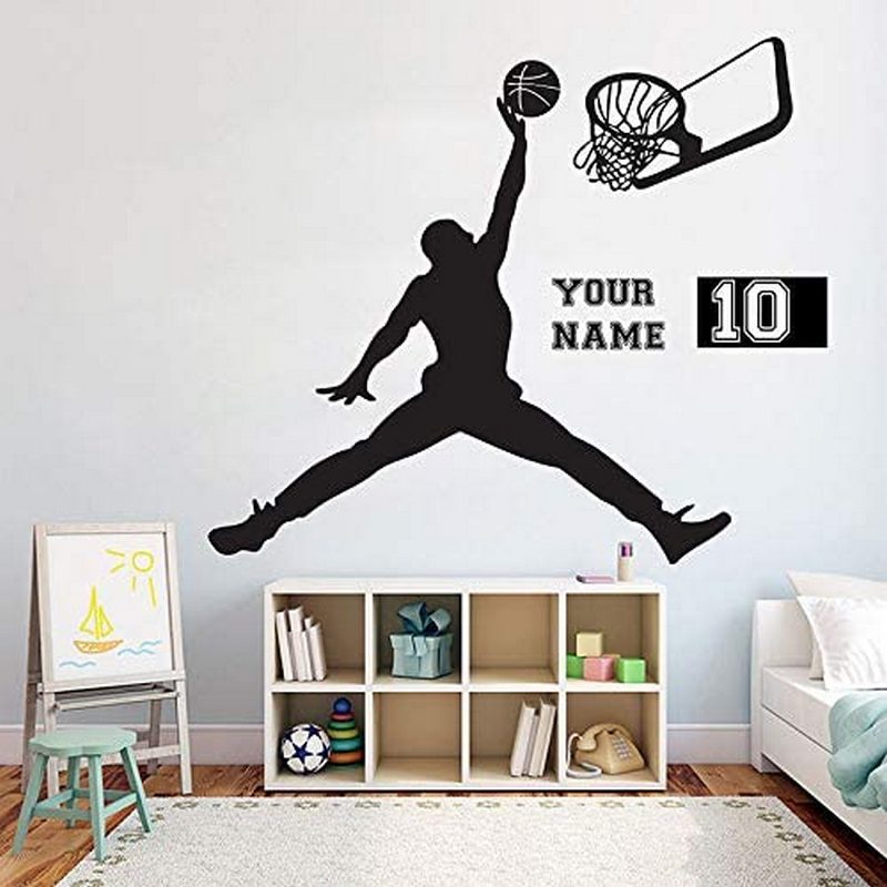 Customizable number name No. 10 basketball player shooting pattern creative carved wall sticker