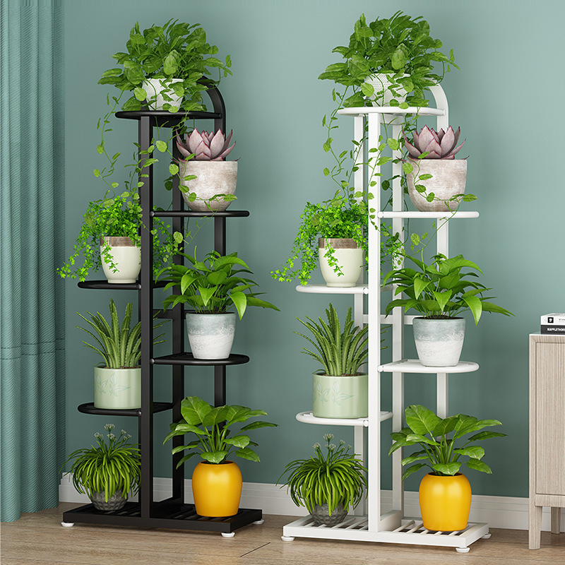 Iron Flower Stand Multi-Layer Space-Saving Indoor and Outdoor Living Room Balcony Pothos Flower Stand Floor-Standing Flower Pot Rack Gold