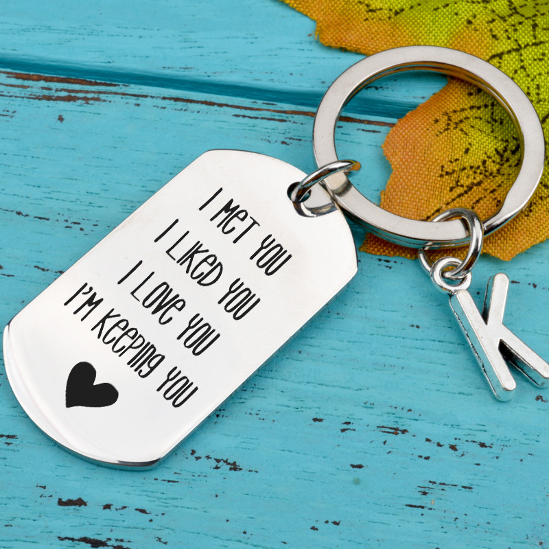Picture of I Met You I Like You I Love You Couple Friends Stainless Steel Keychain Engraving