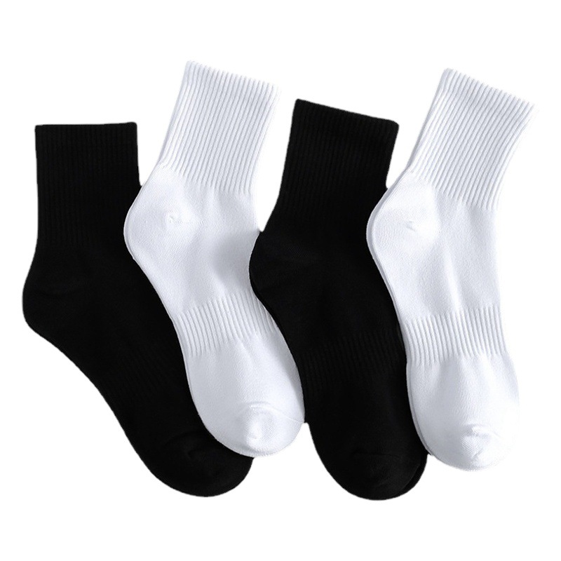 Socks Men's Mid-Calf Stockings Spring and Autum Men's Socks Pure Color Black White Sports Socks Women's Spring and Summer Ins Trend