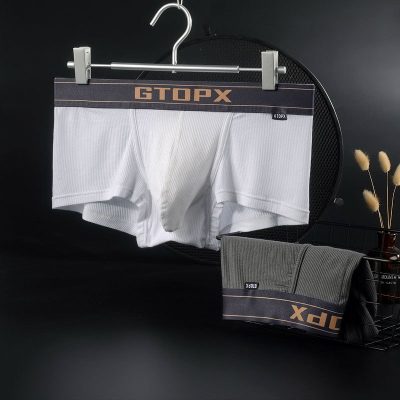 Gtopx Men's Low-Waist Single-Layer Summer Thin Sports Breathable Threaded Pouch Boxer Briefs Gt154 Comfortable
