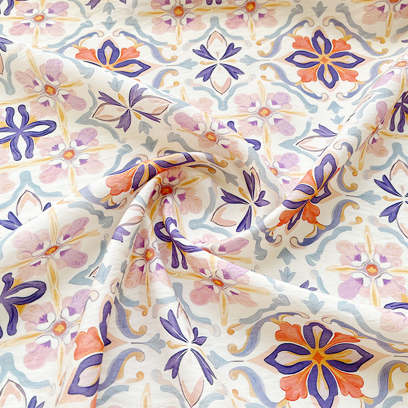 New Chinese Digital Printed Fabric Brocade Cotton Fabric Geometric Ethnic Style Cheongsam dress Top Hanfu Fabric