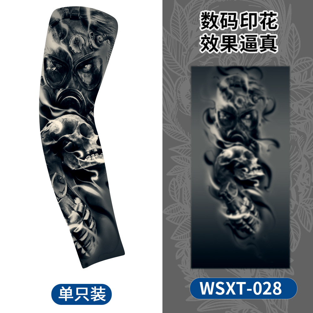 Picture of Summer Riding Sunscreen Tattoo Sleeve Simulation Tattoo Quick-drying Arm Protector Outdoor Sports Sunshade Breathable High Elastic Ice Sleeve
