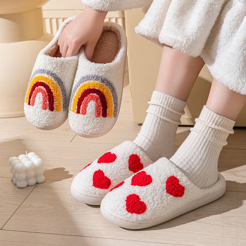 Cotton Slippers for Women, Spring, Autumn and Winter Home Use, Indoor Non-Slip Couple Home Warm Winter Plush Slippers for Men