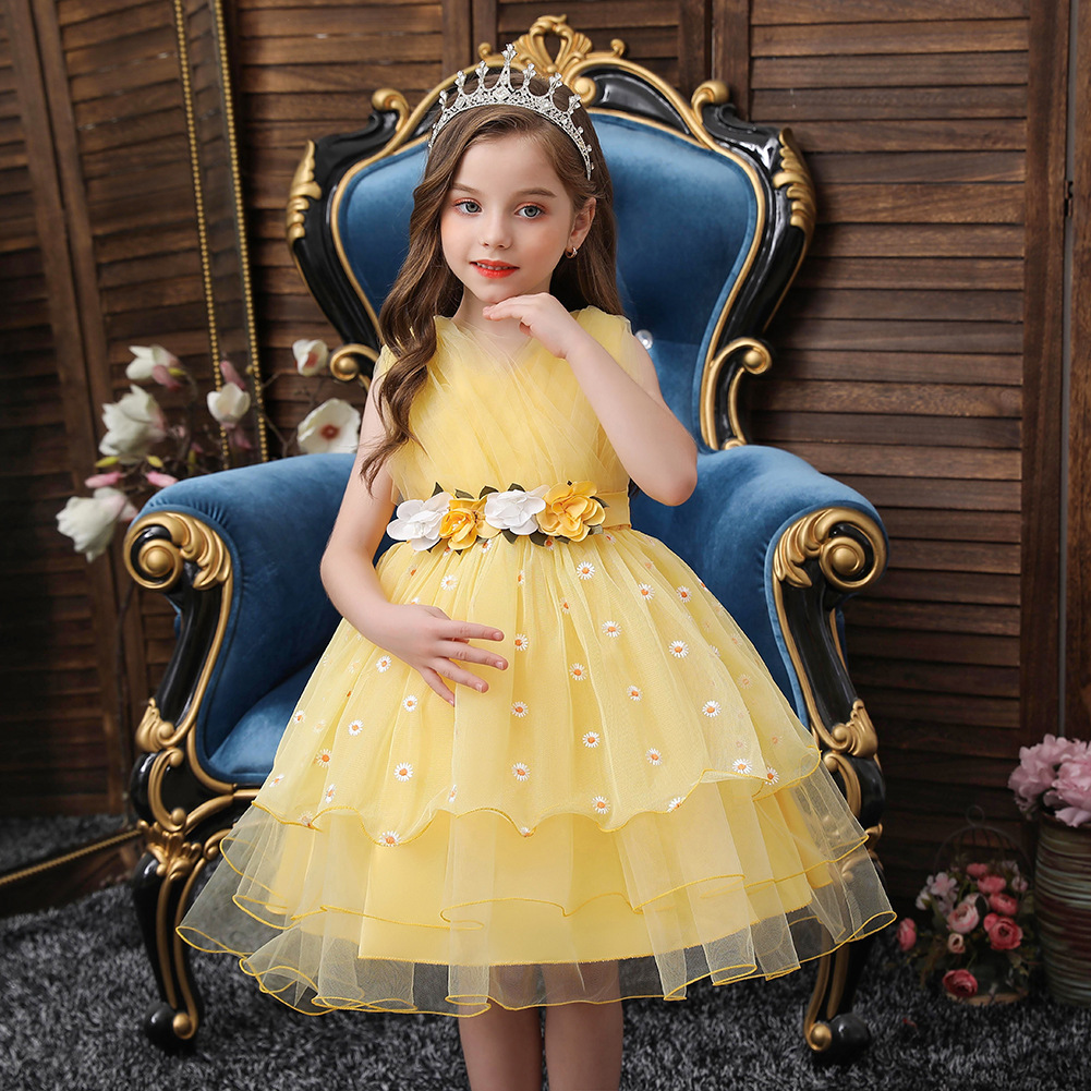 Picture of 2020 Summer new yellow skirt girls dress children's clothing piano costume a princess dress
