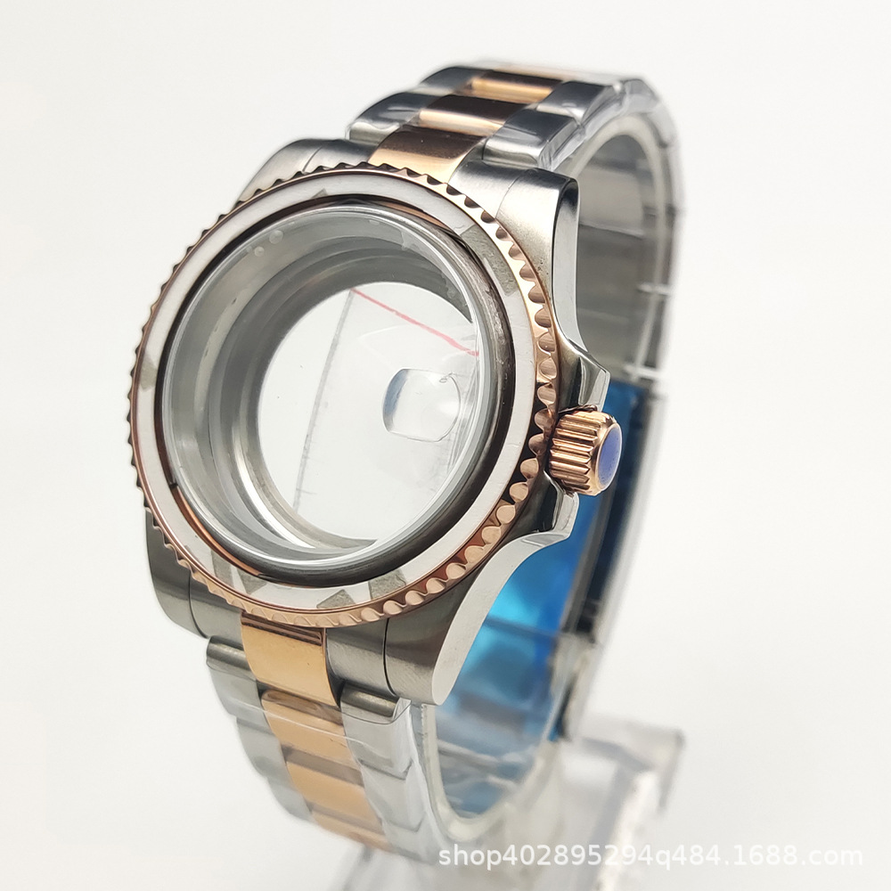 Watch case silver rose color 40mm stainless steel case strap suitable for Japan NH35 NH36 movement