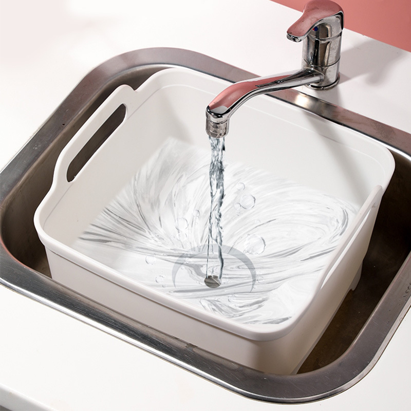 Picture of Vegetable Washing Basket Kitchen Drain Basin Amoy Vegetable Artifact Household Vegetable Washing Basin Drain Basket Wash Fruits and Vegetables Sink Wash Bowl and Chopsticks Basin