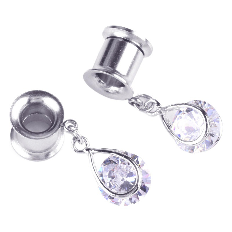 Exotic Style Wish Cross-Border Double Bell-Shaped Water Drop Zircon Pendant Ear Expansion Ear Cuff Trendy Piercing Earrings