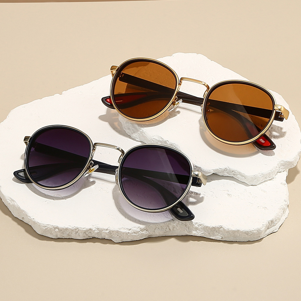 Picture of Cross-Border Retro Casual Gold-Rimmed Round Sunglasses Internet Celebrity Same Style Personalized Hip-Hop Street Style Sunglasses for Men