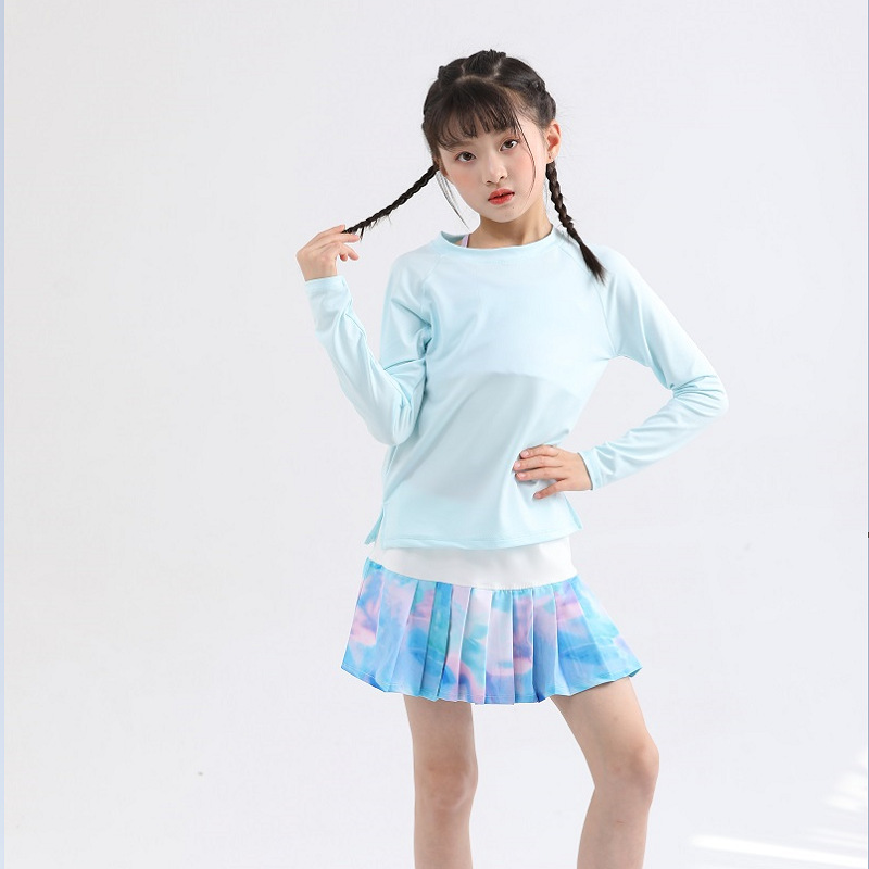 Thin Girls' Children's Yoga Clothes Long-sleeved tT Shirt Outside Wear Morning Runs Sports Fitness Tennis Top Quick-drying Breathable