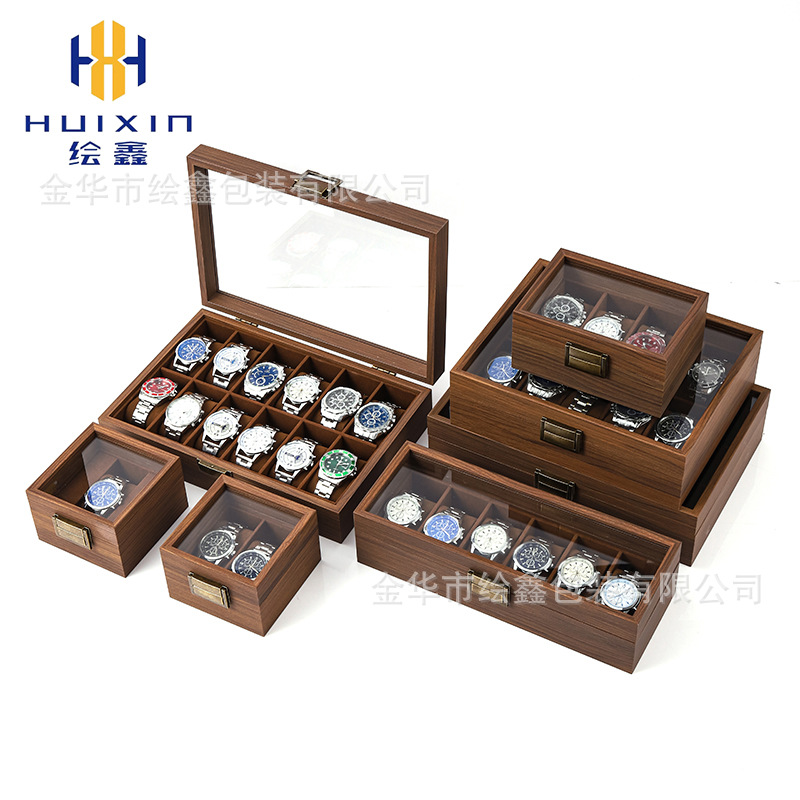 Spot Wholesale Wooden Watch Storage Display Box Black Walnut Wooden Collection Watch Jewelry Glasses Multi-Function Box