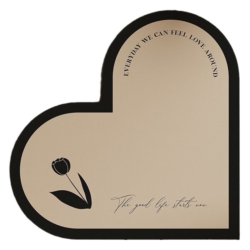 Love-shaped home mat waterproof oil-proof disposable PVC hallway mat household decorative non-slip leather mat