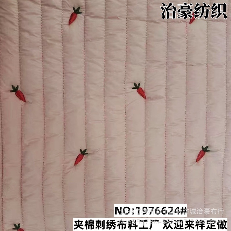 New Cartoon Pattern Embroidered Fabric Autumn and Winter Pet Clothing Nylon Spun Quilted Children's Clothing Cotton Clothing Quilted Cotton Fabric