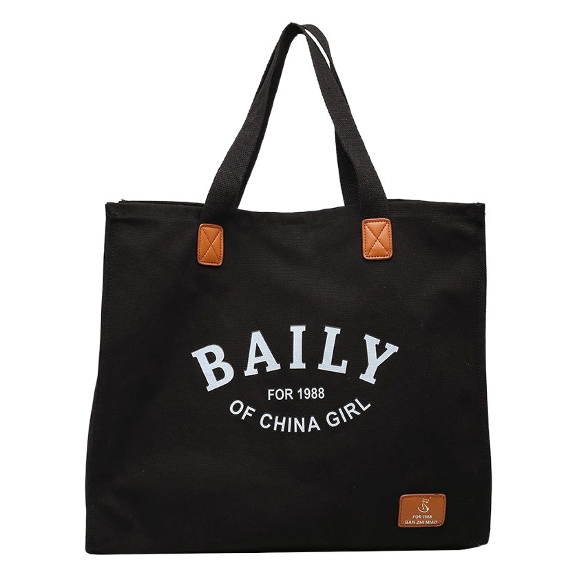 Canvas bag custom commuter shoulder bag Black high color value cloth bag wholesale shopping bag printable logo canvas bag