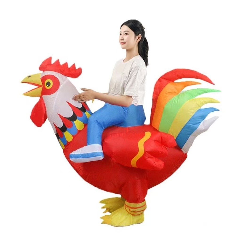 Picture of Halloween Costume Big Red Rooster Inflatable Suit Family Inflatable Costume Blue Rooster Inflatable Suit Performance Doll Suit