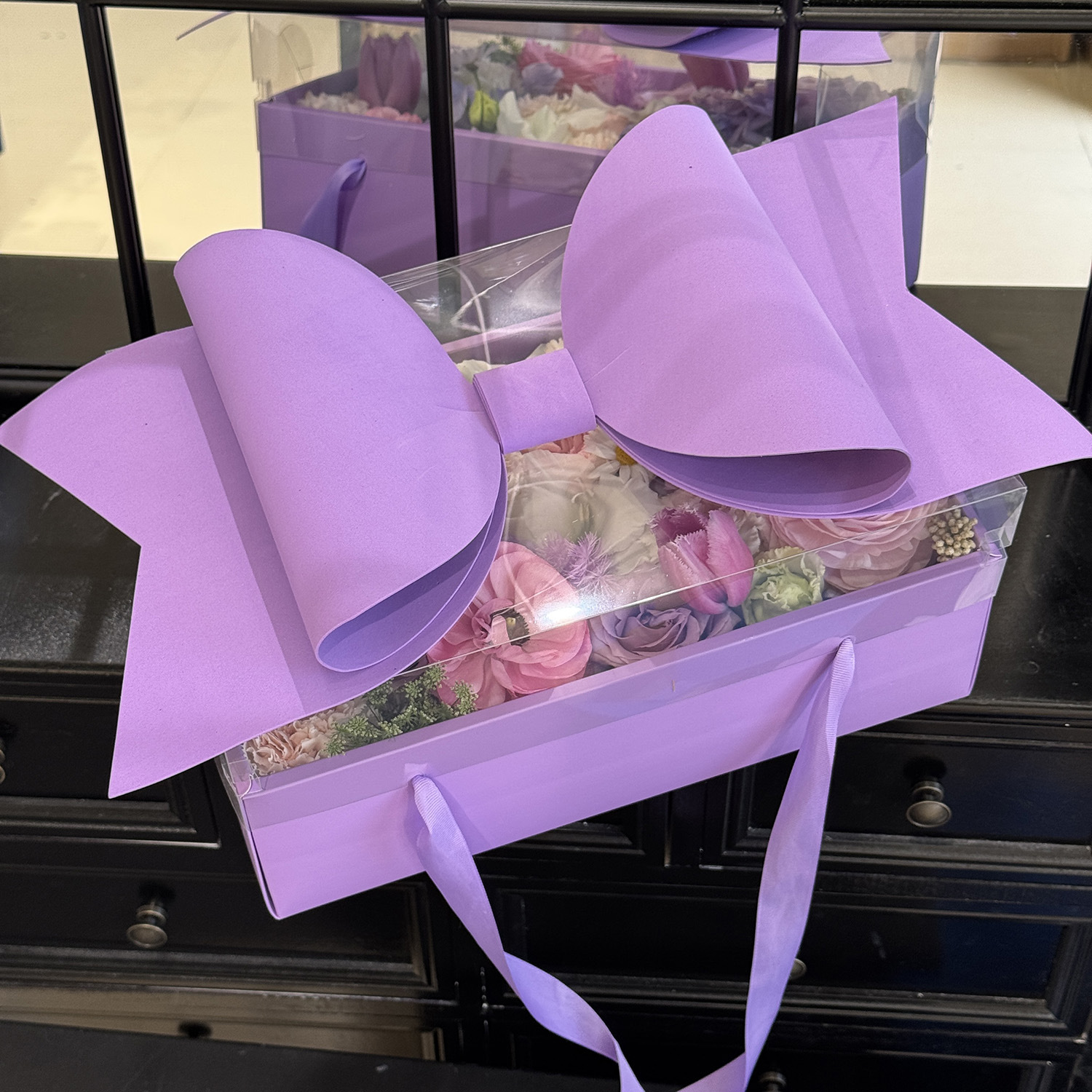 Flowers Cake Box Bow Transparent Portable Flower Box DIY Mother's Day Flowers Fruit Packaging Gift Flower Box