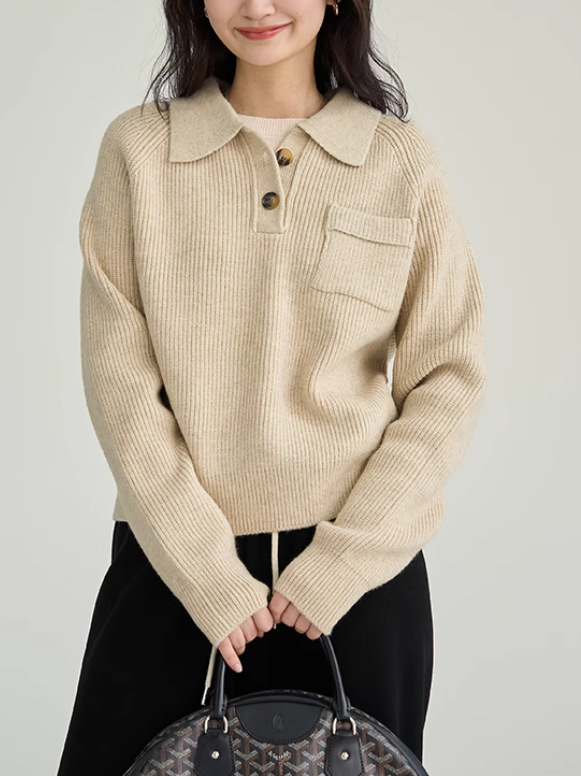Picture of Painting Style drawwin Lapel Knit Sweater Women's 2024 New Autumn and Winter Casual Loose All-match Open Collar Jacket