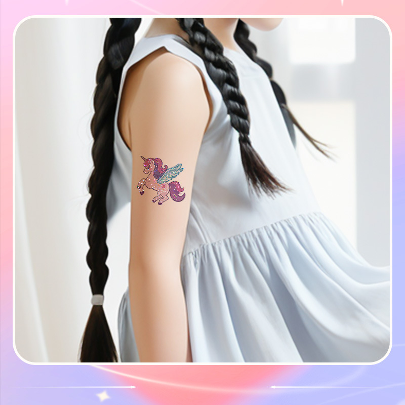 Picture of Glitter Butterfly Unicorn Sticker Tattoo Sticker Fairy Washable Waterproof Long-lasting Dreamy Fresh and Beautiful Children's Arm