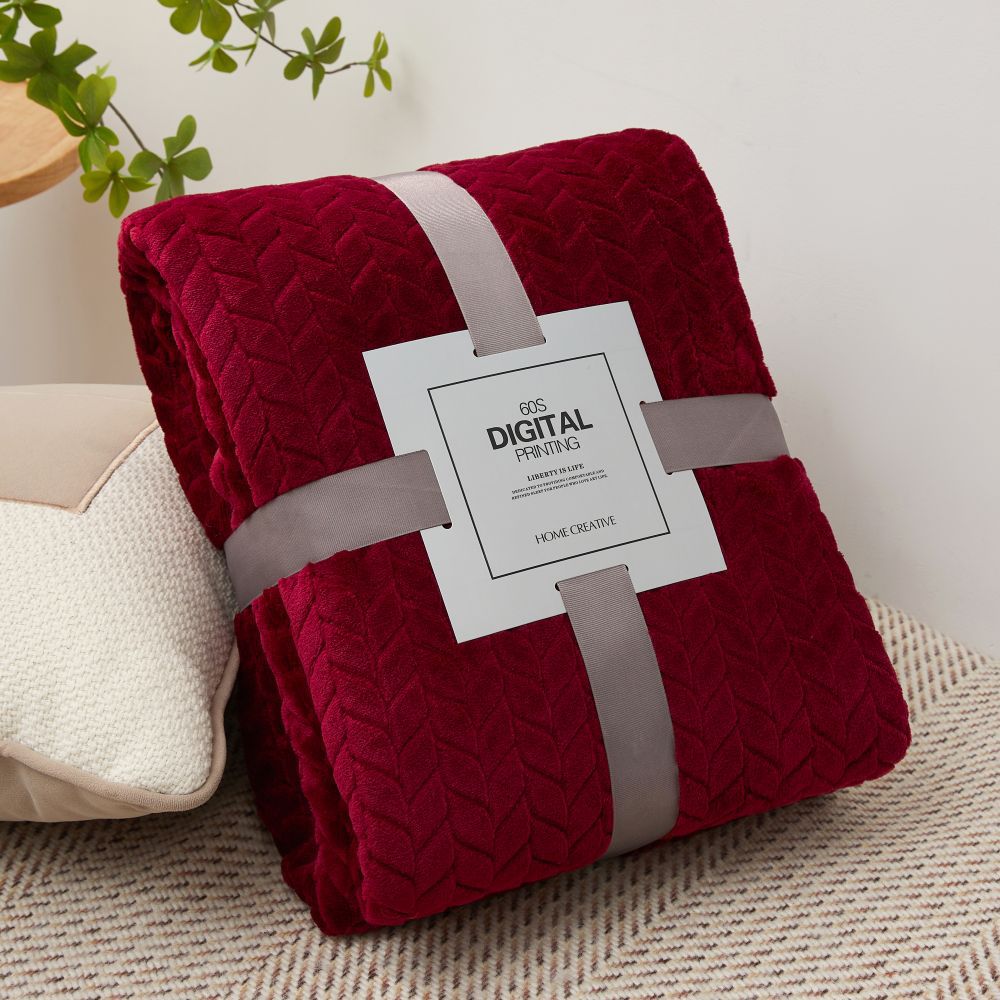 Picture of Barley Ear Cross-border in stock Solid Color Jacquard Blanket Coral Fleece Flannel Blanket Thickened Blanket Gift Blanket Foreign Trade
