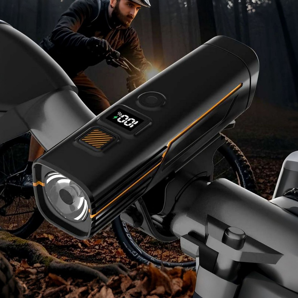 Mountain Bike Strong Light Night Riding Headlight High Brightness Road Bicycle Portable Flashlight with Horn Sensor Lighting
