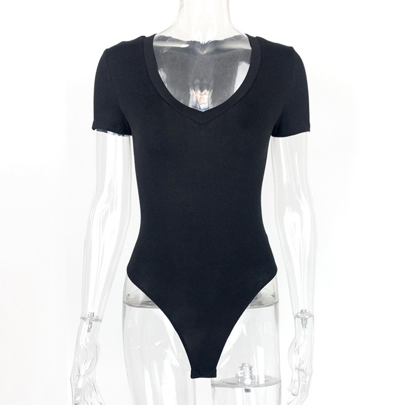 Picture of Bodysuit 2025 summer new European and American foreign trade women's Amazon short sleeve V-neck sexy tight jumpsuit