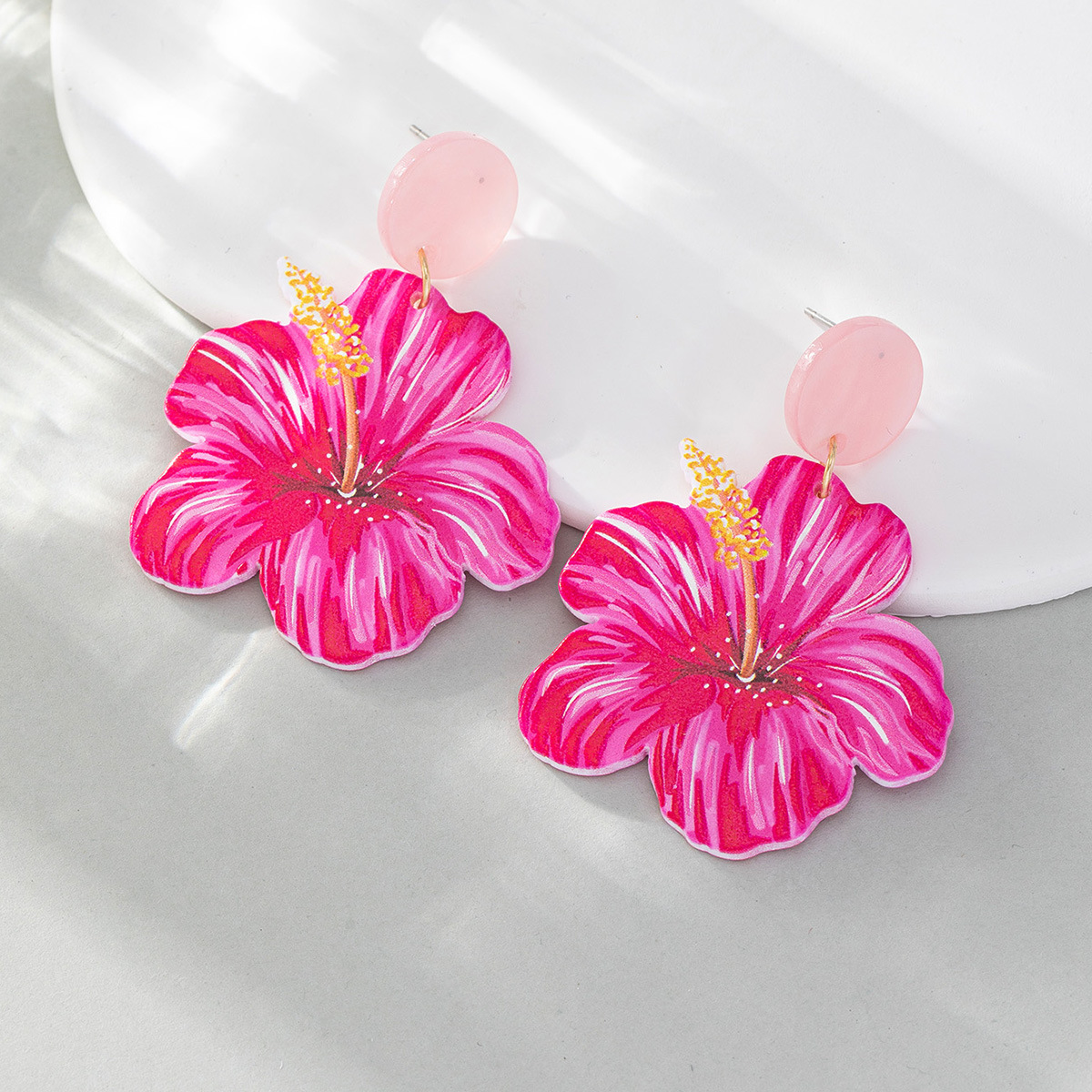 Europe and the United States cross-border color flower earrings acrylic pastoral style colorful flowers summer versatile temperament ear jewelry