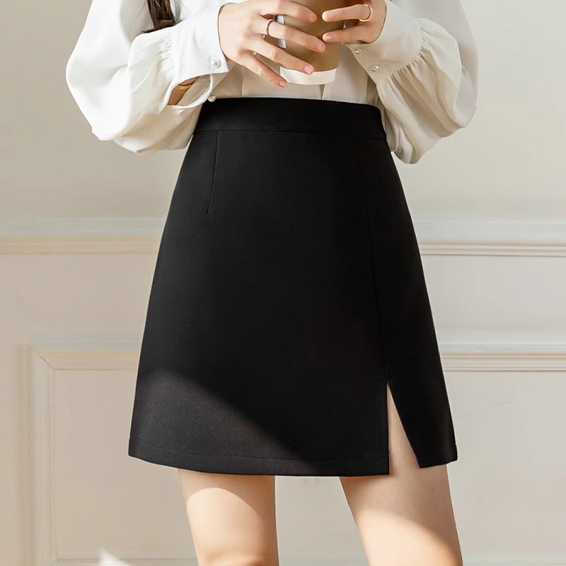 A- line Skirt Women's Short Skirt Spring, Summer and Autumn 2024 New One-step High Waist Hip Black Small Suit White