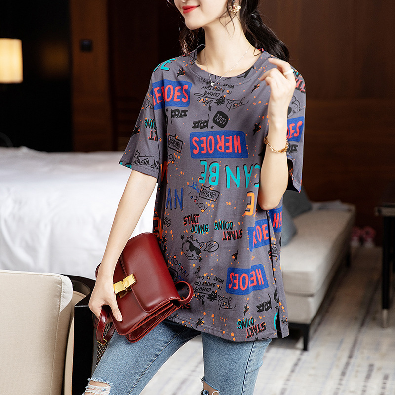 Picture of Short-sleeved T-shirt Women's Clothing 2023 Summer New Loose Fashion Western Style Pure Cotton Design European Style Clothes Top