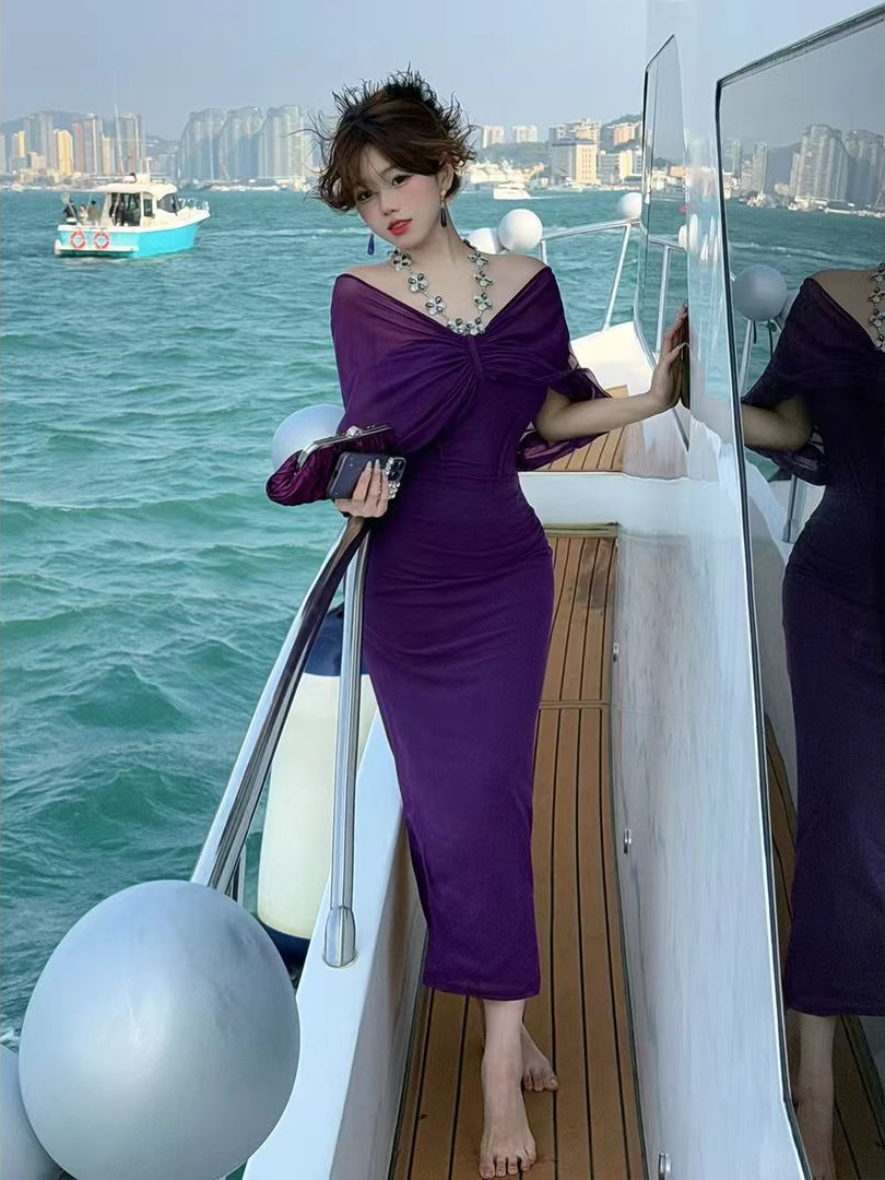 High-end Sense French High-end Sense Strapless Slimming dress Women's Summer New Royal Sister Socialite Elegant Hip Skirt Trendy