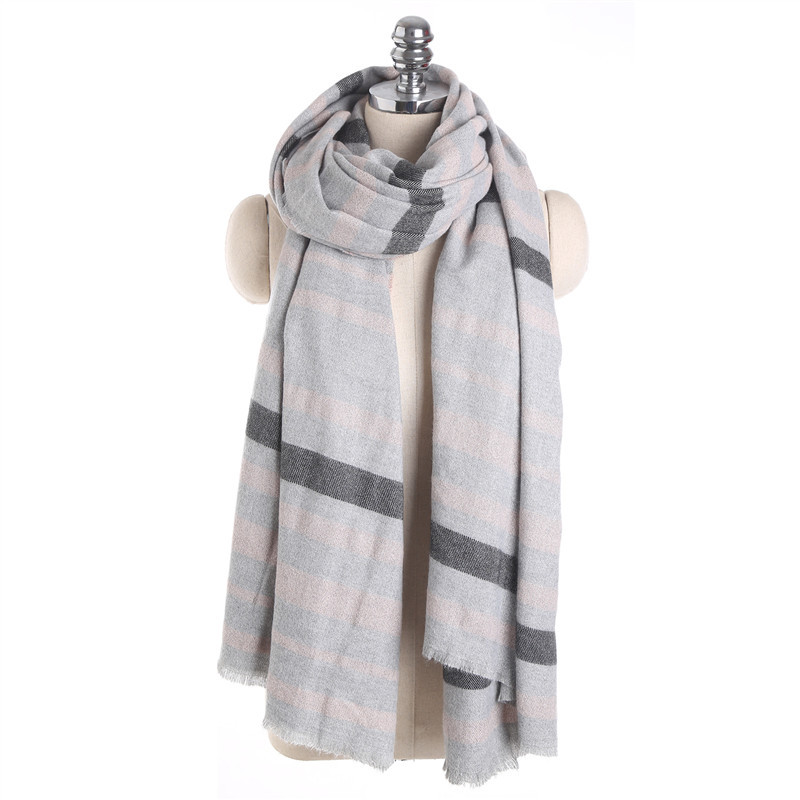 Foreign trade Original Single silver striped scarf women's autumn and winter Joker cashmere padded warm shawl multi-use wholesale