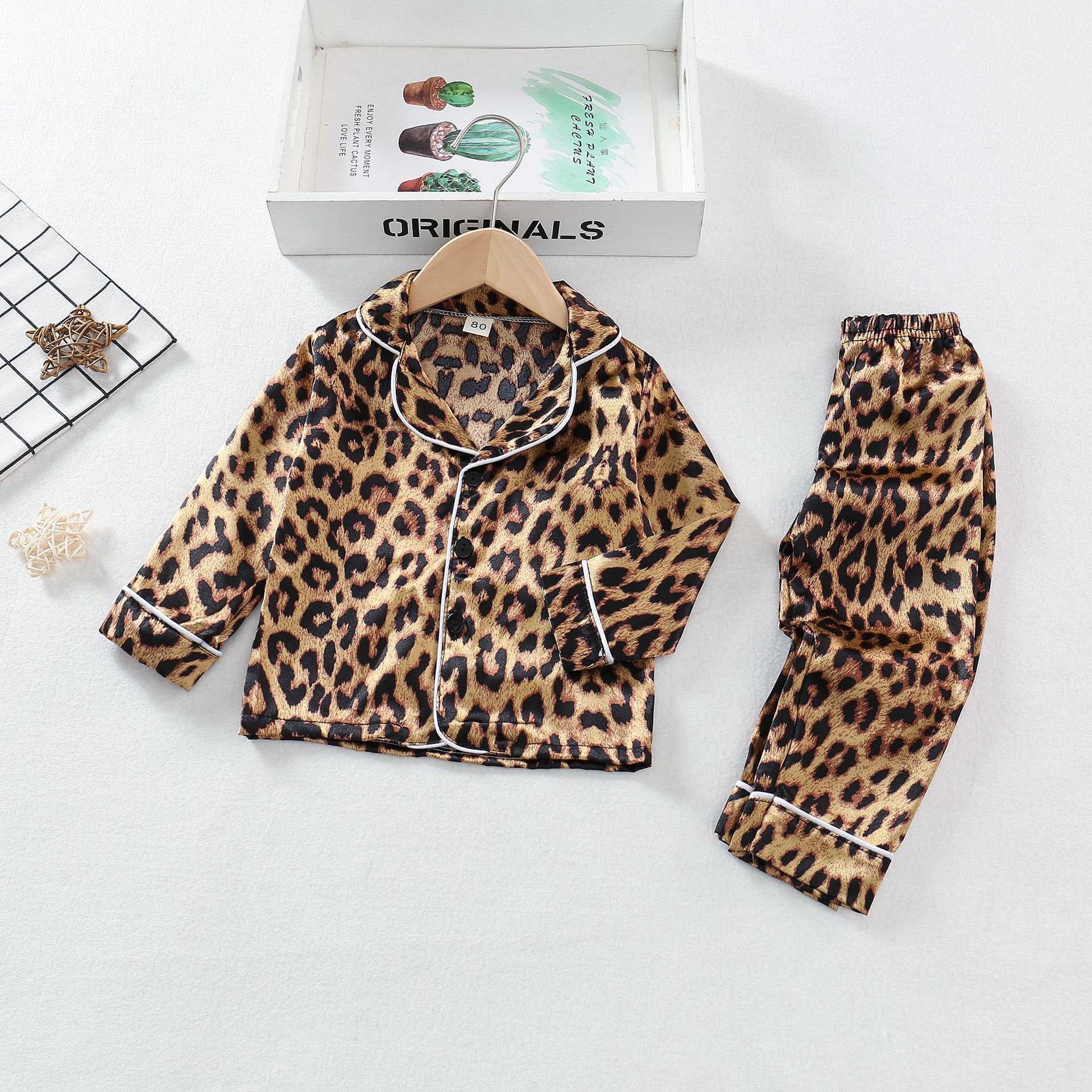 Picture of Children's Wear Foreign Trade Boys and Girls Home Clothes suit Summer New Baby Soft and Comfortable Leopard Print Long Sleeve Trousers suit