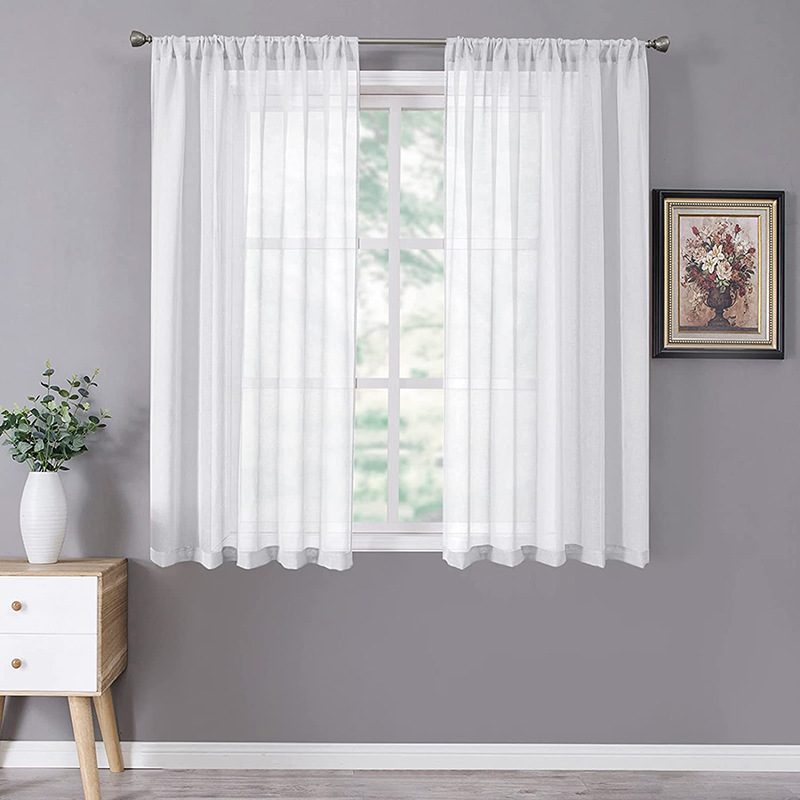 Picture of Cross-border foreign trade living room bedroom light transmission full Dolly yarn White simple home decoration project yarn curtain finished factory wholesale