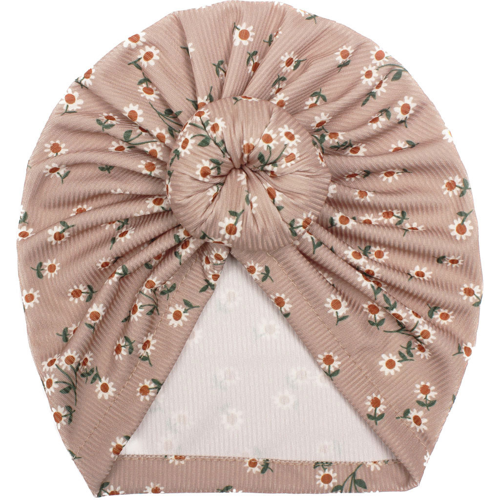 Picture of New European and American Floral Children's Hats, Printed Donut Baby Indian Pullover Hats, Four-Season Baby Turban Hats