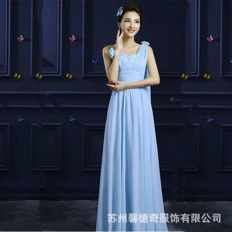 Picture of Bridesmaid Dress women's long fairy dress Korean style birthday banquet adult ceremony can be worn at ordinary times girlfriends Sisters Group dress