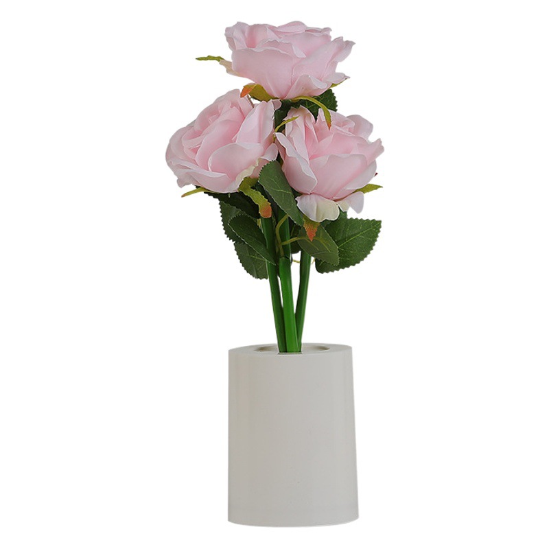 Rose Flower Night Light Creative Simulation Flower Bundle Night Light Bedroom Bedside Light Atmosphere Light Home Decoration Desktop Ornaments