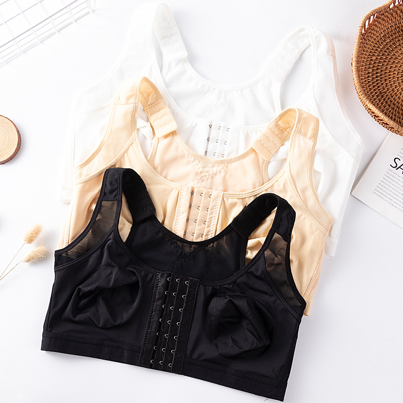 Picture of European and American front buckle closed sports bra plus size wireless post-operation underwear Women's Open breast augmentation surgery bra