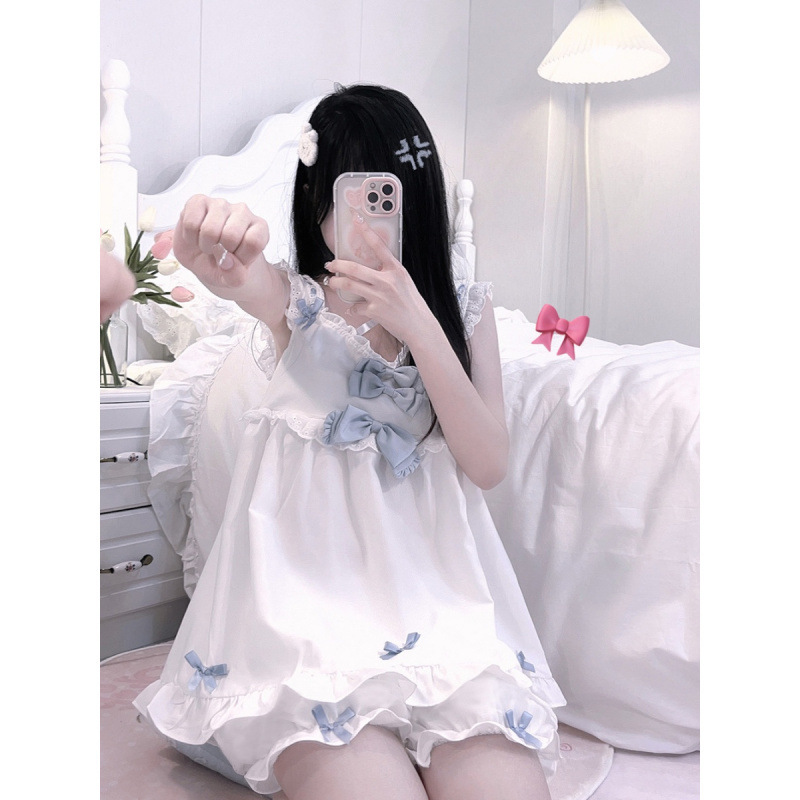 Cute Pure Lust Style Suspender Pajamas for Women Summer 2025 New Summer Japanese Style Shorts Suit Home Wear Summer Style