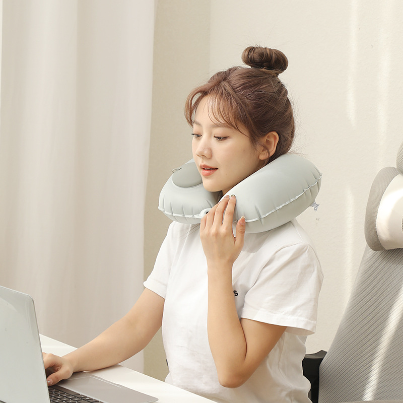 Picture of Inflatable U-shaped Pillow Cool Pressing Inflatable Pillow Travel Portable Neck Pillow Travel Sanbao Storage Pillow for Airplane