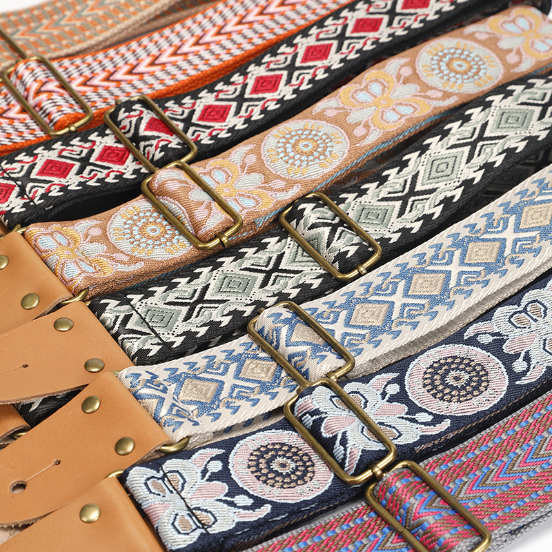 Zansheng PP guitar strap 2023 new S50 jacquard shoulder strap embroidered leather head guitar strap