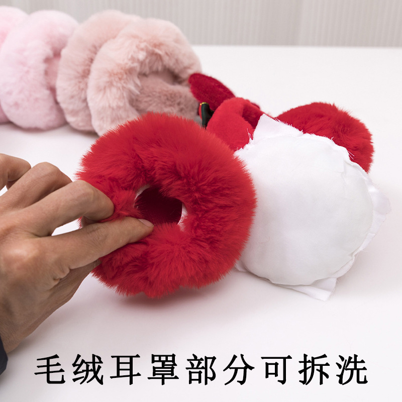 Picture of Christmas antlers foldable children's earmuffs winter warm earmuffs full velvet earmuffs windproof cold protection students ear warming