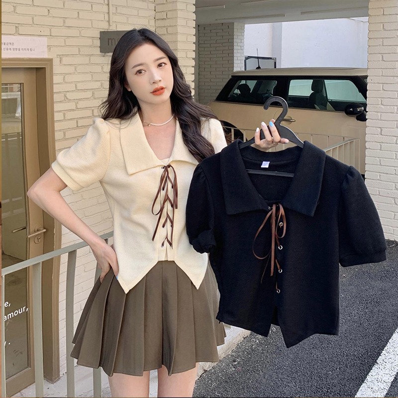 Irregular Short-sleeved Shirt Women's Design Sense Summer 2022 New Pure Desire Style Slim-fit Slimming Chic Cardigan
