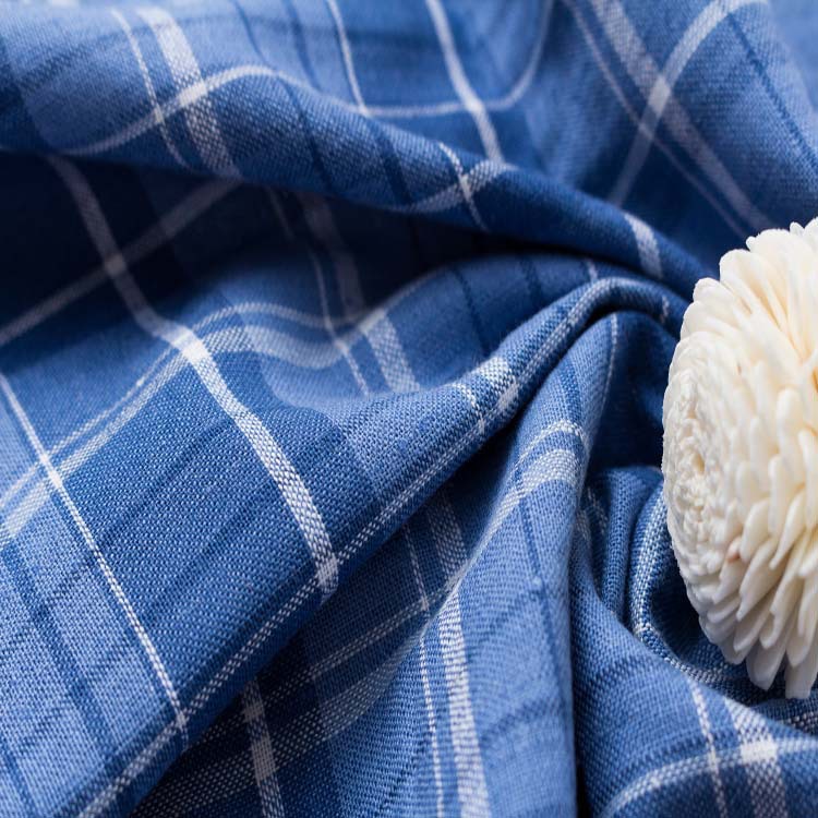 Yarn-Dyed Large Plaid Pure Linen Shirt Dress Spring and Summer Clothing Fabric Manufacturer Direct Sales in Stock