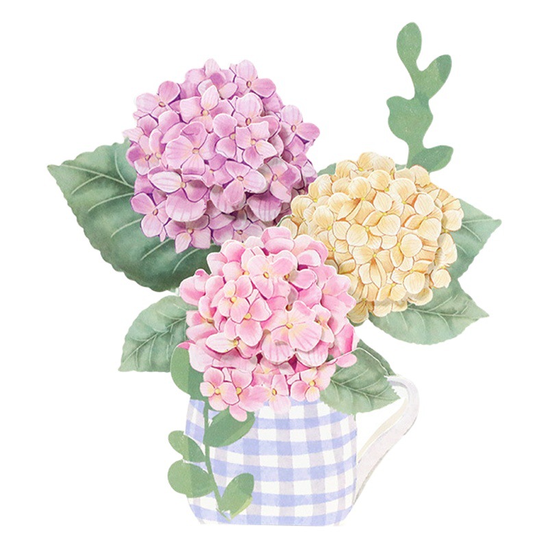 Mother's Day Three-Dimensional Greeting Card Hydrangea Flower Paper Carving Ornament Card Creative Birthday Wishes Handmade Gift Card Wholesale