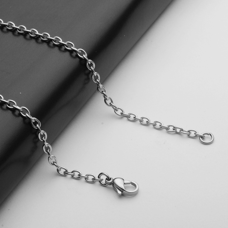 Cross-Border Jewelry Stainless Steel Men's Necklace Titanium Steel with Chain European and American O-Shaped Chain Cross Chain Accessories Women's Pendant Chain