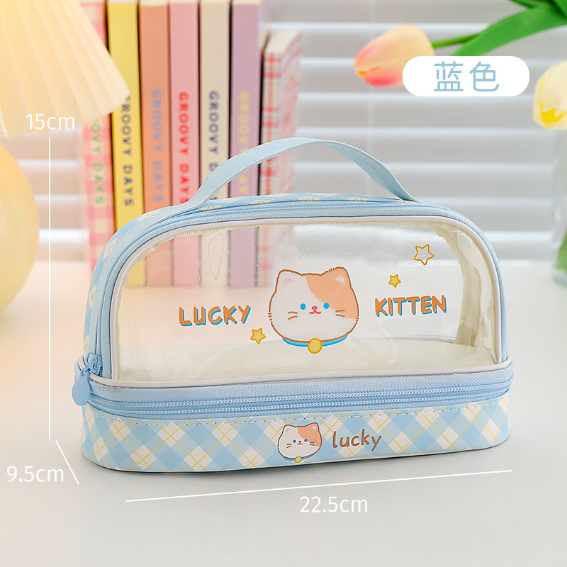 Picture of Opening season large capacity pencil case wholesale student portable pencil case female high color value 2 layer pencil case stationery storage bag