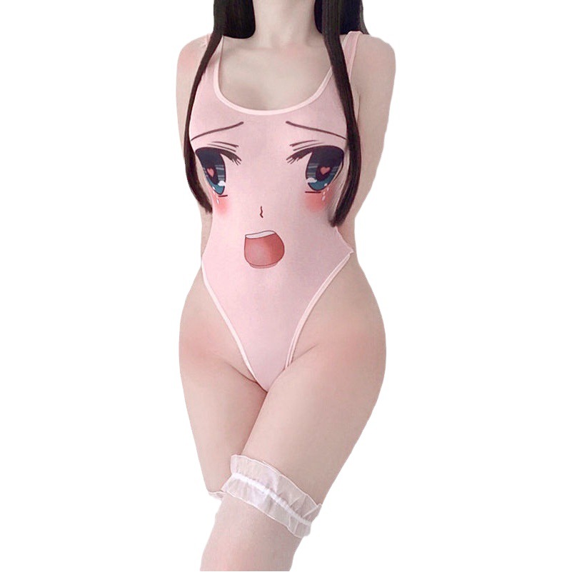 Sexy lingerie Japanese style soft cute girl private house two-dimensional cos free one-piece swimsuit smiley face sexy dead water