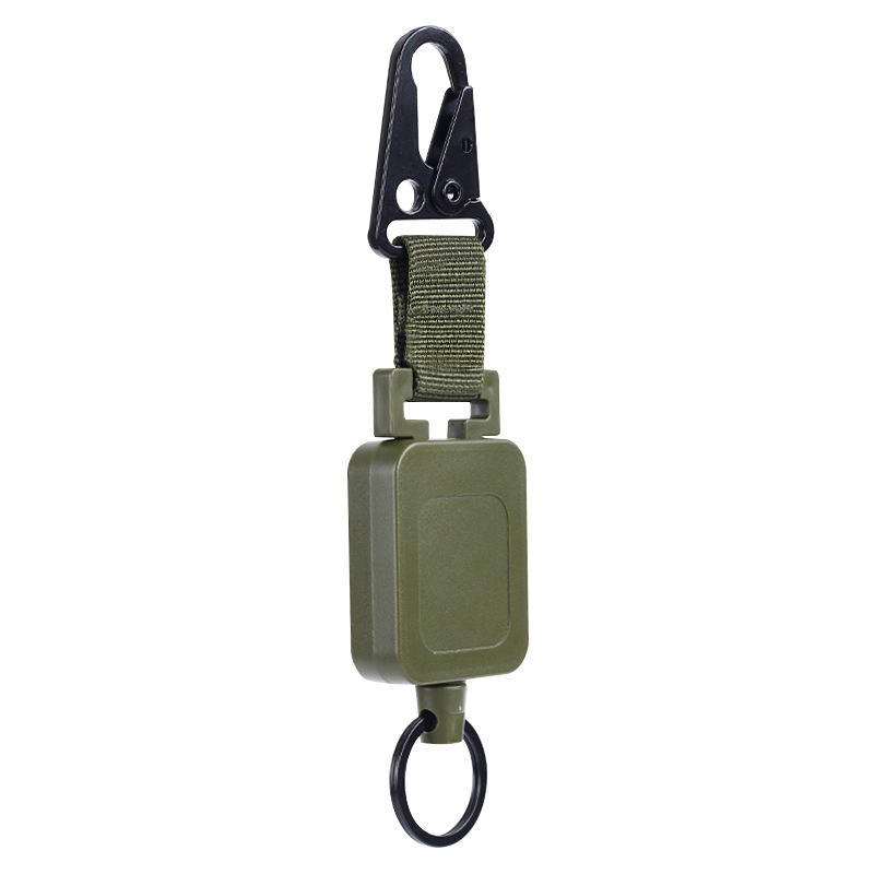 Picture of Outdoor Fishing Luya Telescopic Easy Pull Buckle Army Green Eagle Buckle Belt Back Clip Steel Wire High Strength Ribbon Easy to Pull